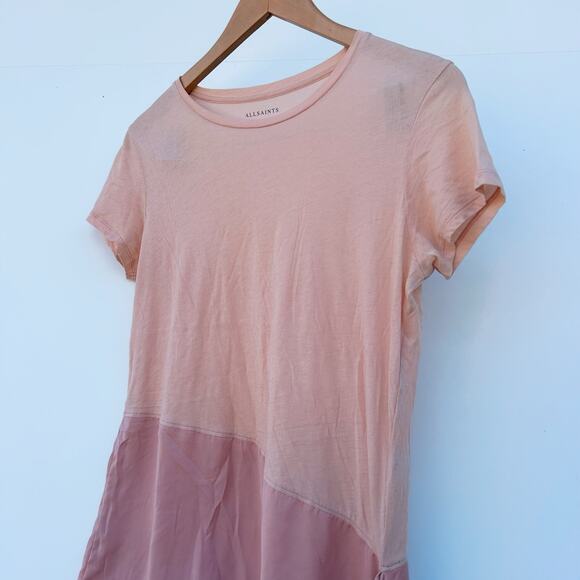 AllSaints Lauryn Miro LS Tee Pink Delicate Blouse Small Elevated Work Shirt - Picture 4 of 7